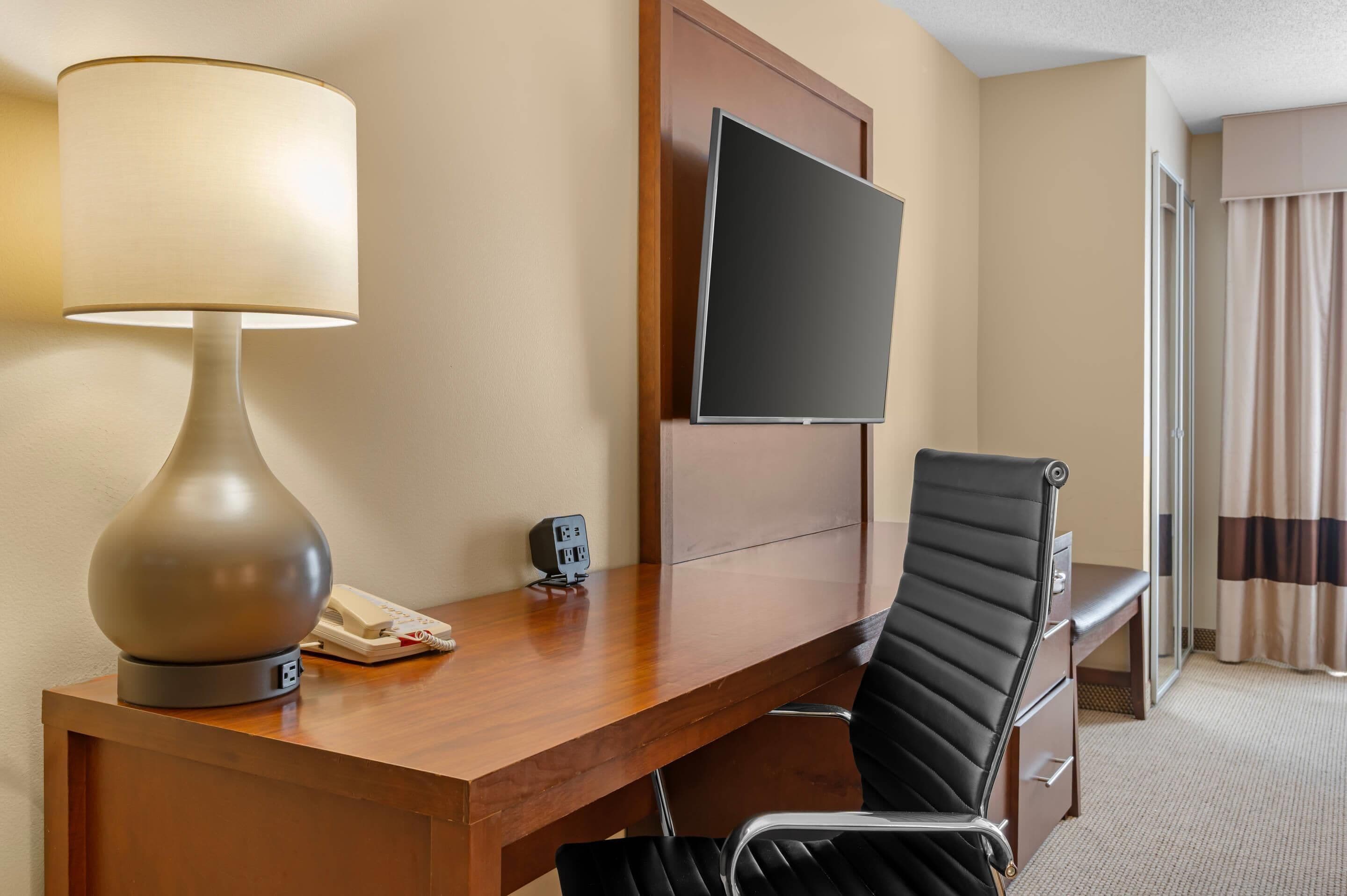 desk, blackout curtains, iron/ironing board, free wifi