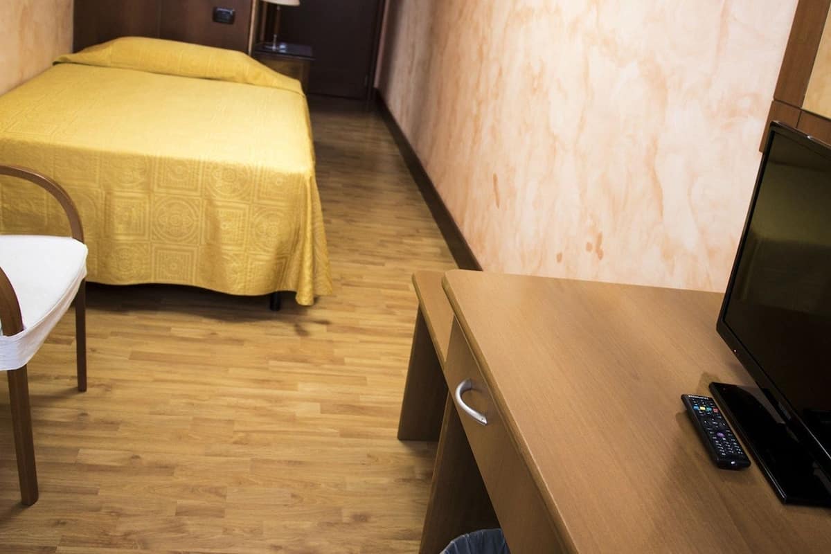 Eenpersoonskamer | Een minibar, een kluis op de kamer, een bureau