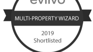 A circular badge with the text "evivo Multi-Property Wizard 2019 Shortlisted". - 31 Queens Road (Winchester)