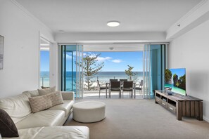Apartment, 2 Bedrooms, Beach View | Living area | TV, DVD player