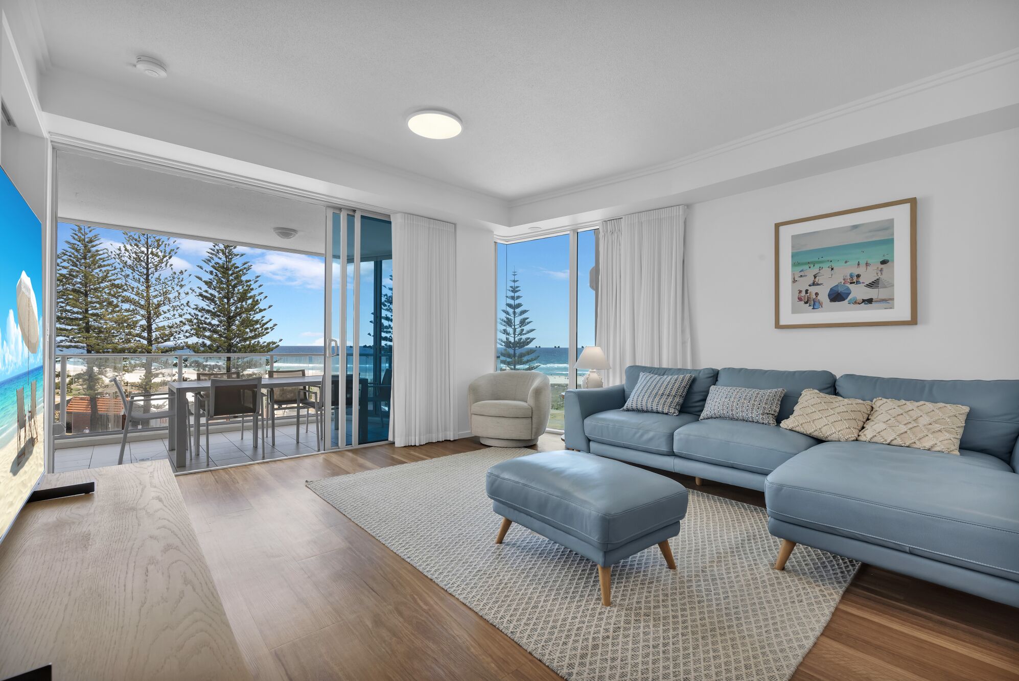 Apartment, 1 Bedroom, Beach View | Living area | TV, DVD player