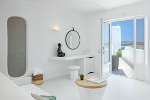 Ocean View Diamond Suite Heated Private Plunge Pool | Living room | Printers - Lilly Residence-All Sea View Suites | Adults Only (Paros)