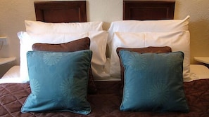 Desk, blackout curtains, free WiFi, bed sheets