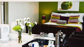 Desk, blackout curtains, iron/ironing board, free WiFi