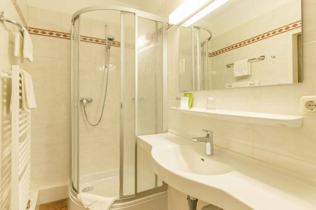 free toiletries, hair dryer, towels