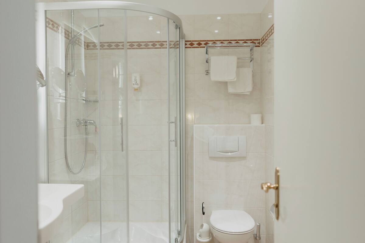 free toiletries, hair dryer, towels