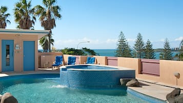 Outdoor pool, pool loungers