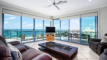 3 Bedrooms Ocean View Apartment | Living room | Flat-screen TV, DVD player