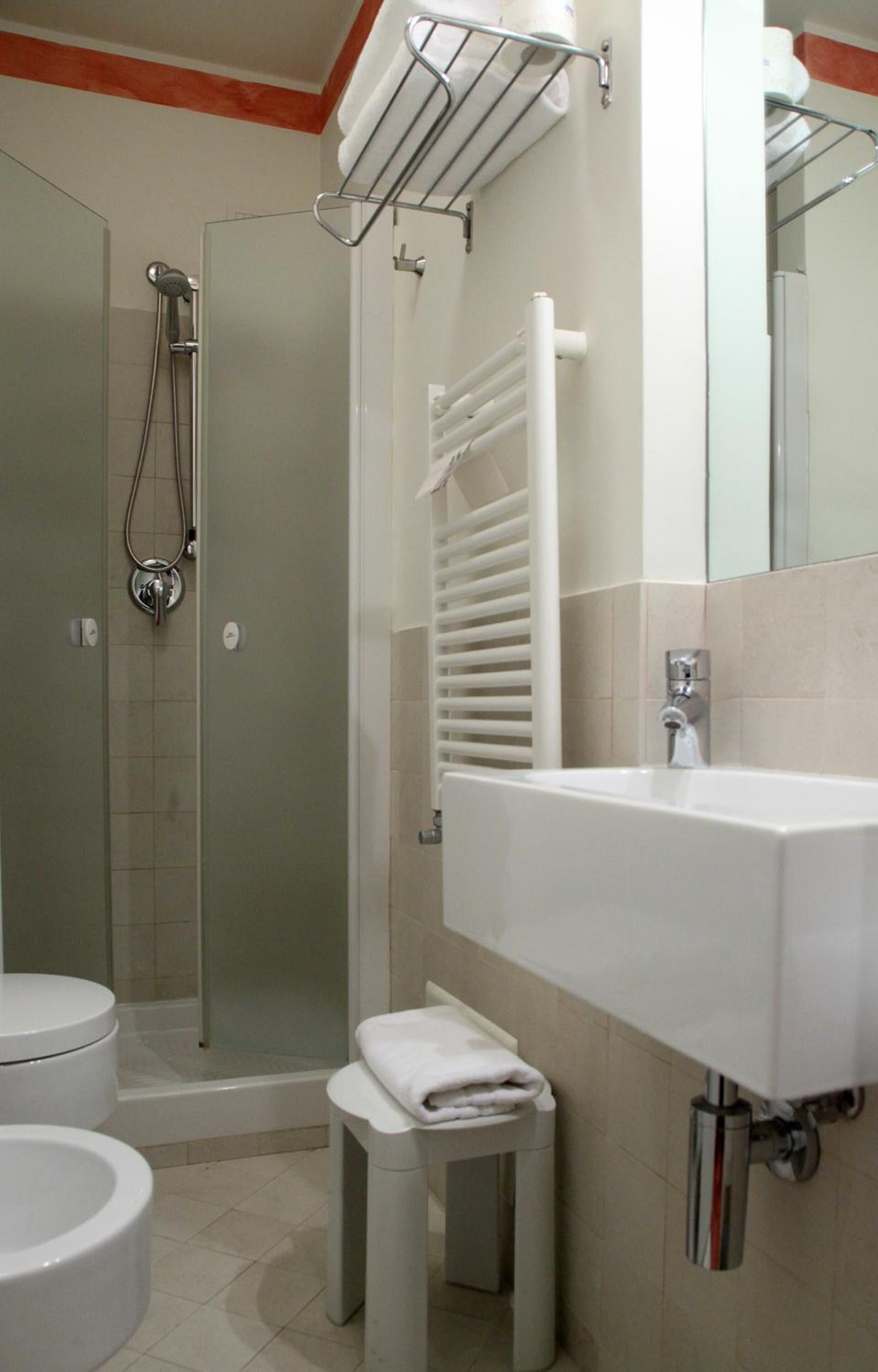 shower, free toiletries, hair dryer, bidet