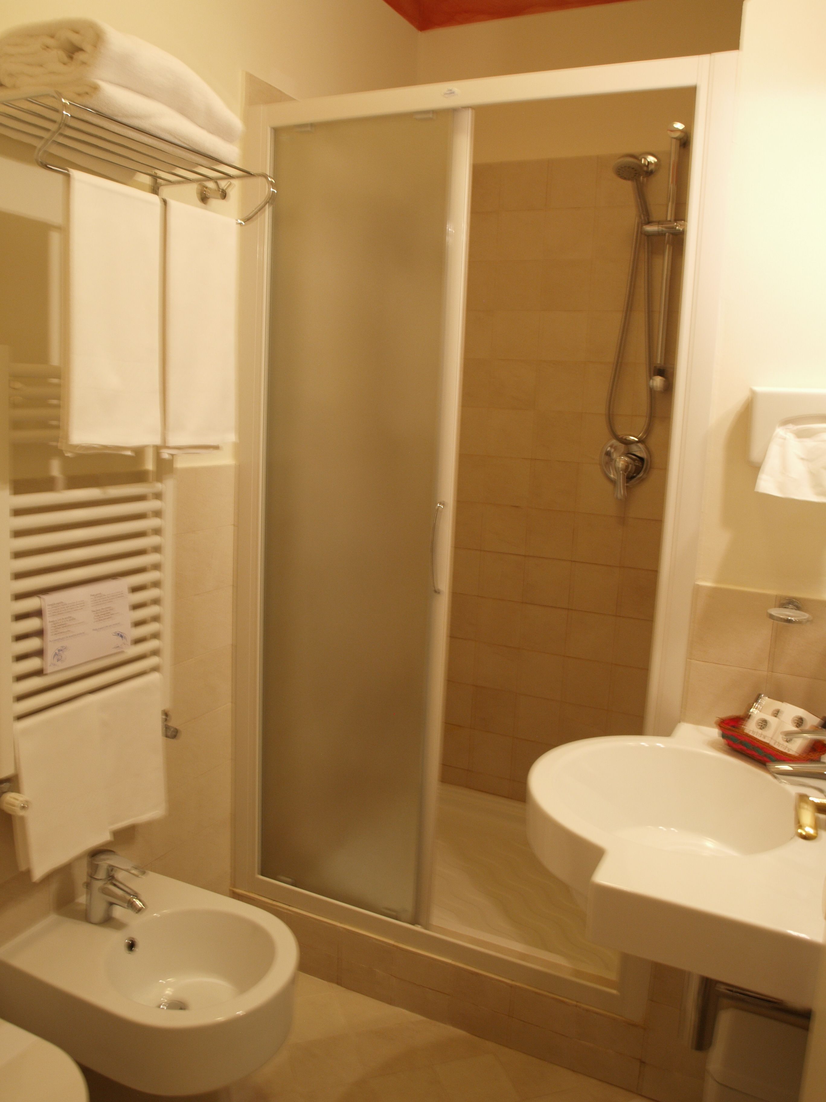 shower, free toiletries, hair dryer, bidet