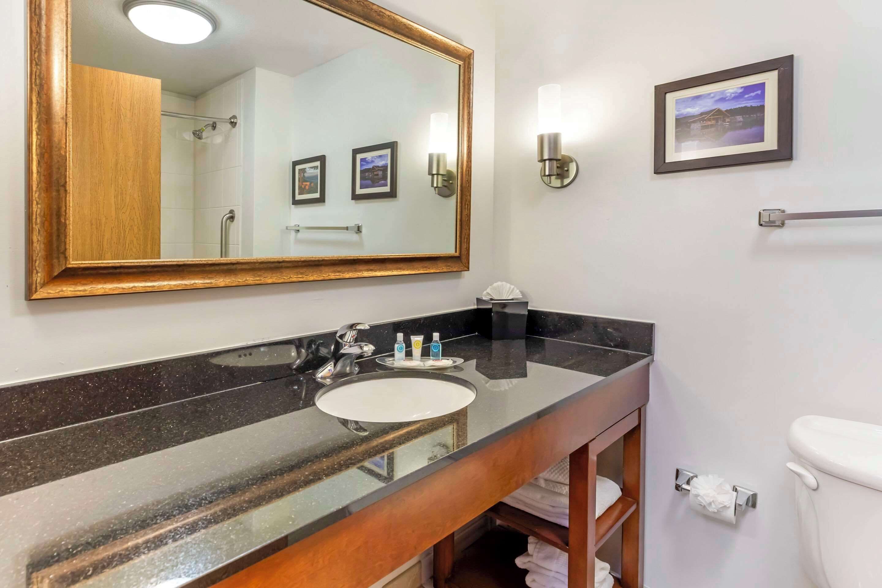 premium bedding, desk, laptop workspace, blackout curtains