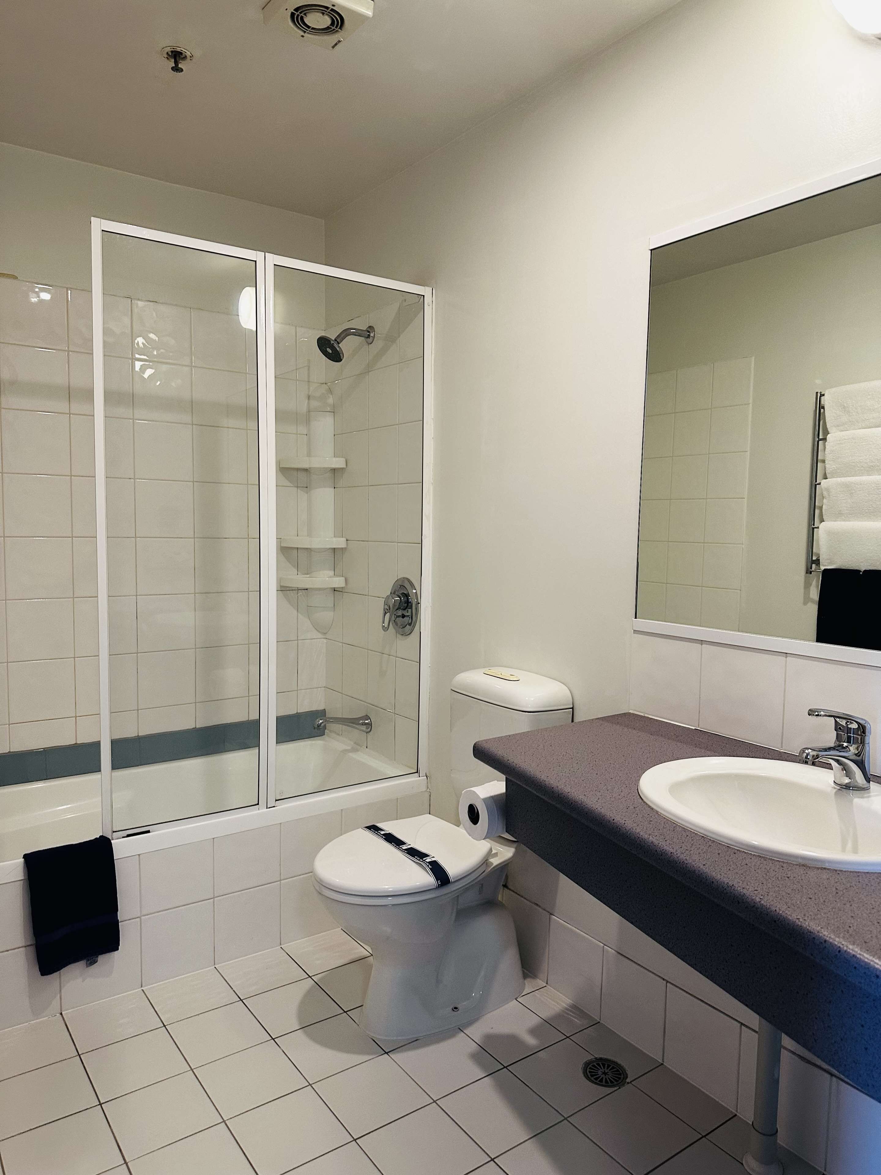 free toiletries, hair dryer, towels