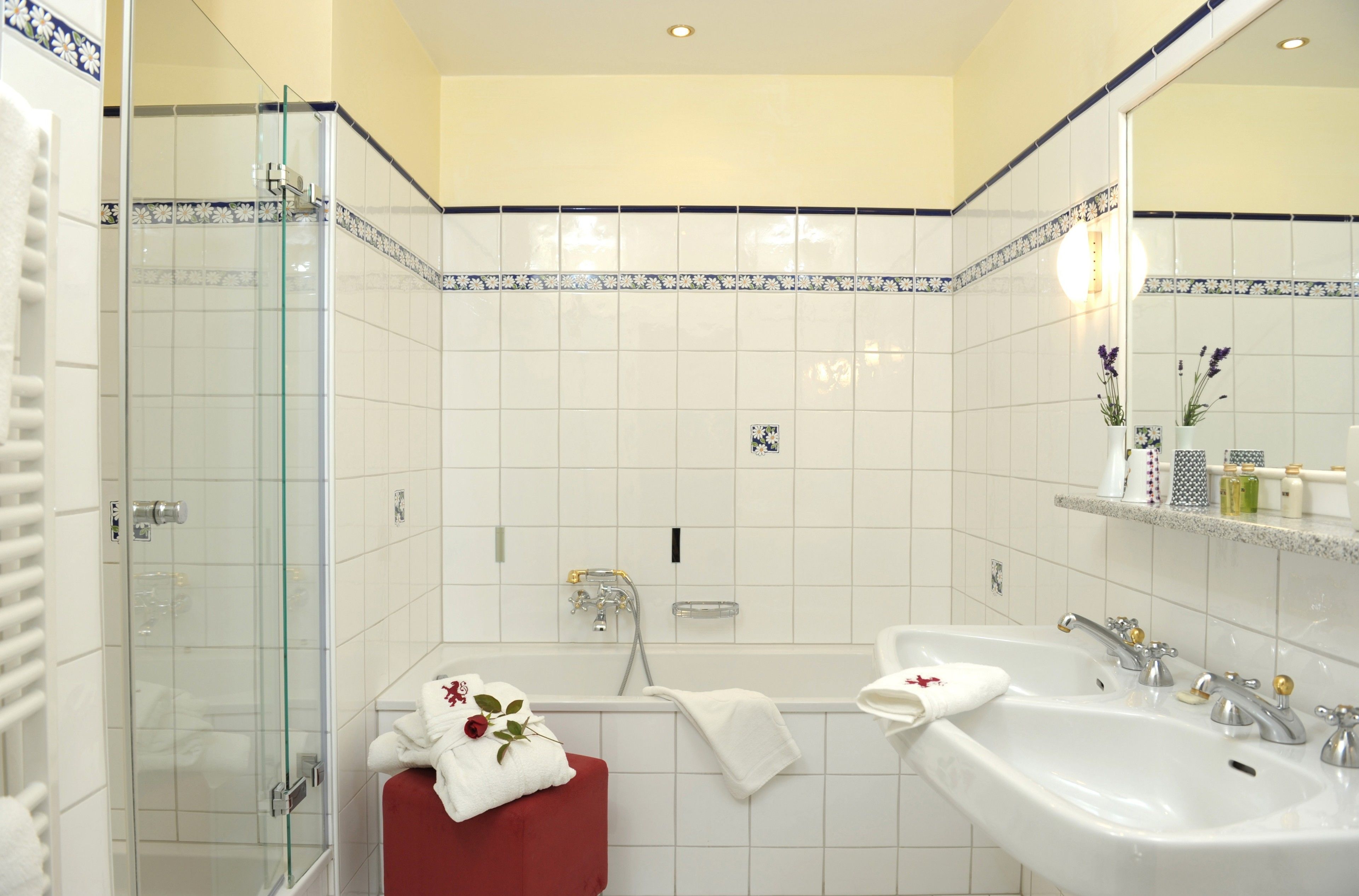 free toiletries, hair dryer, bathrobes, towels