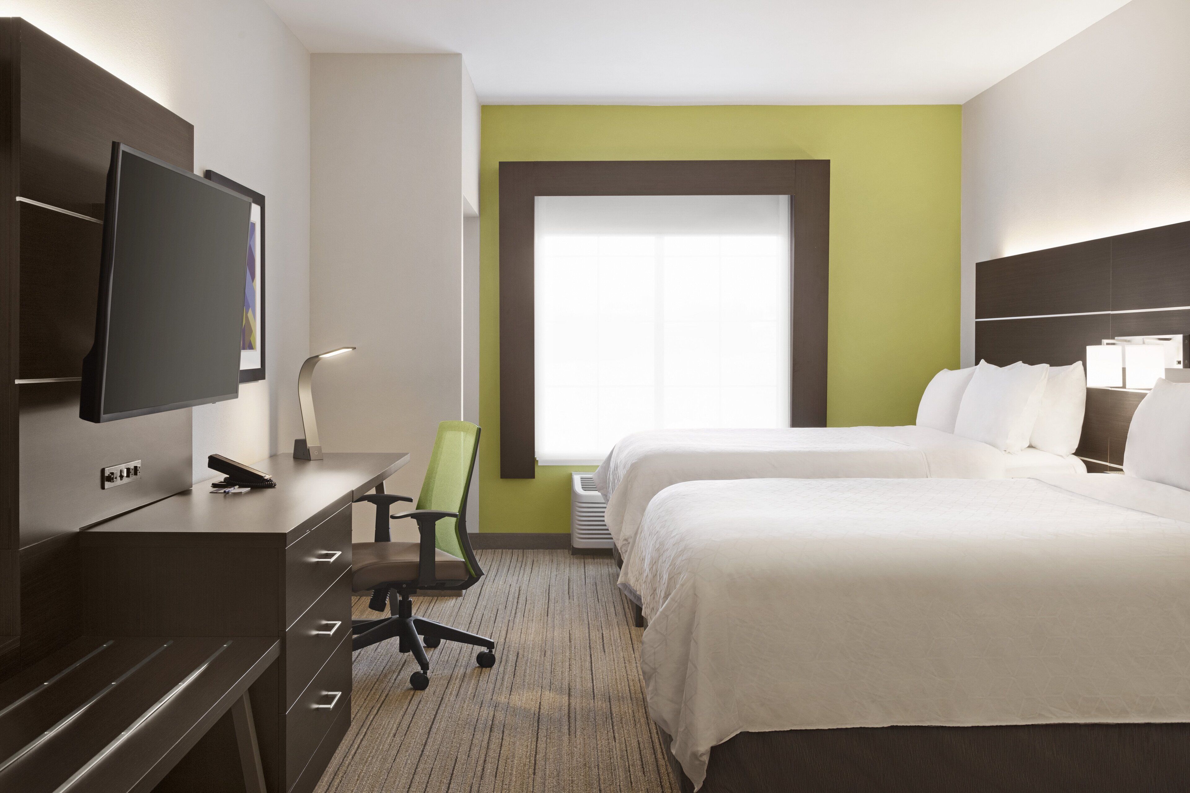 suite, 2 queen beds | in-room safe, desk, laptop workspace, iron/ironing board