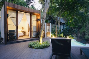 Private Pool Villa | Living area | 32-inch LCD TV with cable channels, DVD player