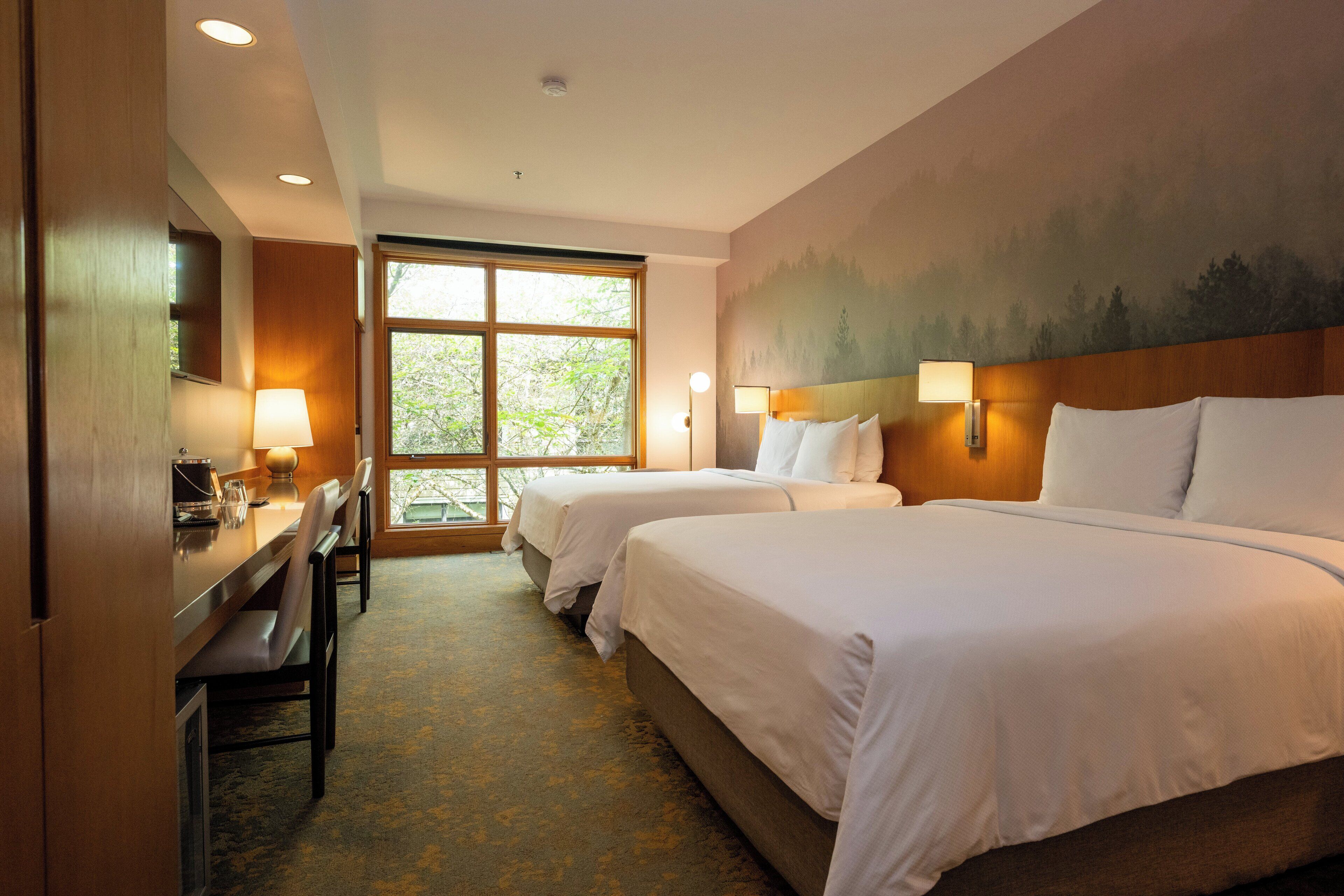 华丽客房, 2 张大床 | 高档床上用品、羽绒被、客房内保险箱、办公桌