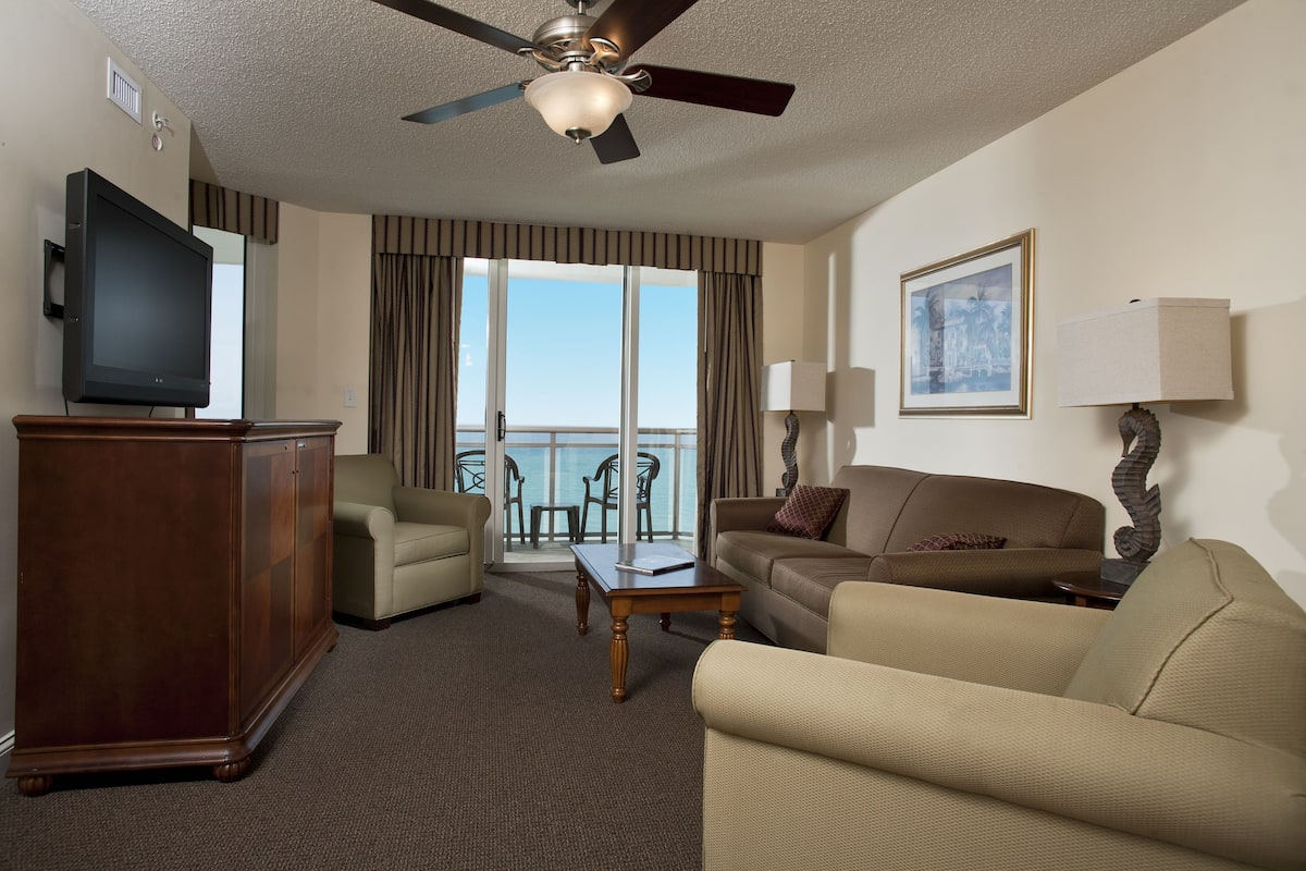 Condo, 3 Bedrooms (Oceanfront) | Living area | Flat-screen TV, DVD player