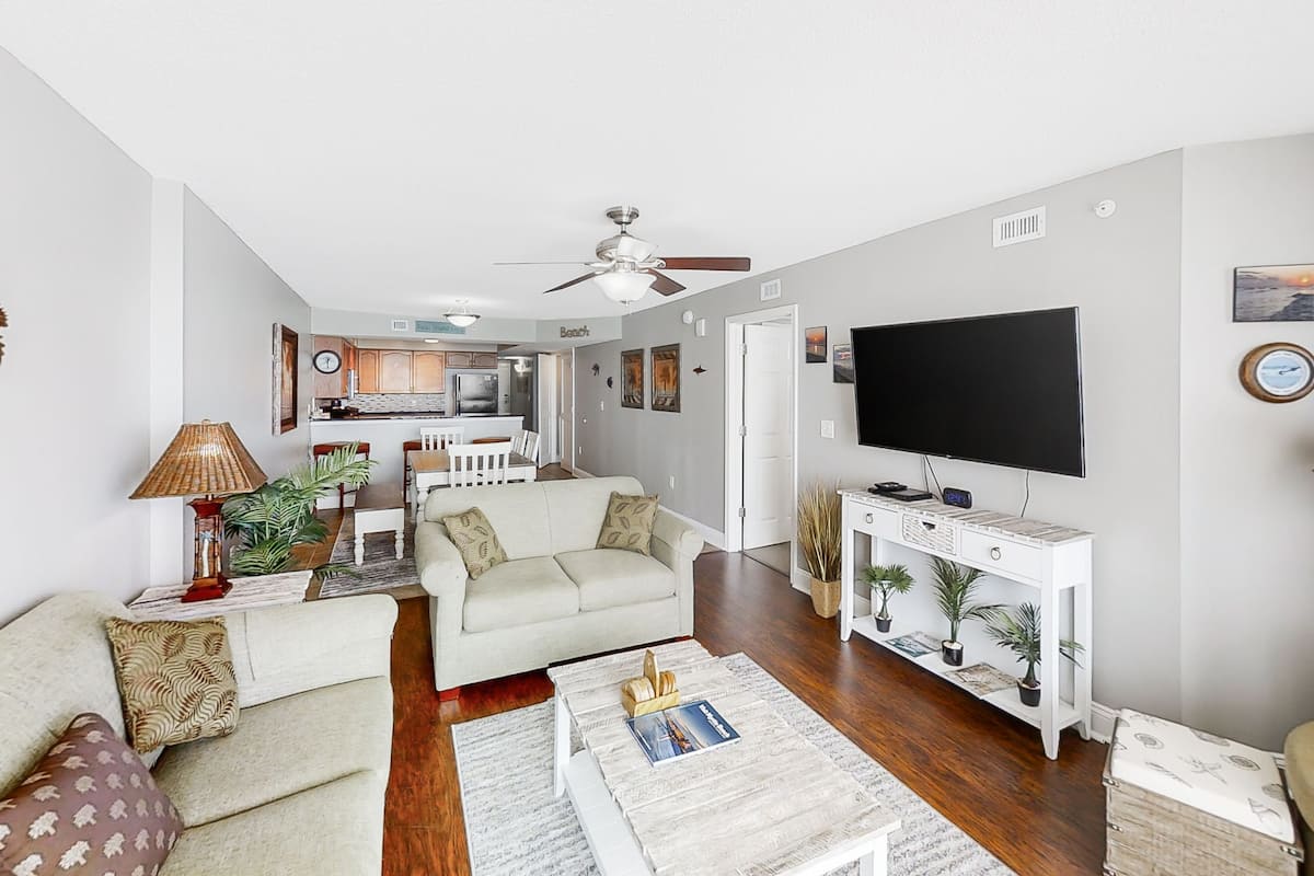 Condo, 3 Bedrooms (Beach View) | Living room | Flat-screen TV, DVD player