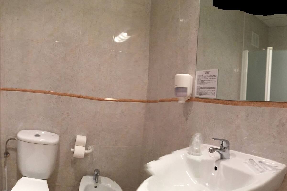 standard room, 2 single beds | bathroom | hair dryer, towels