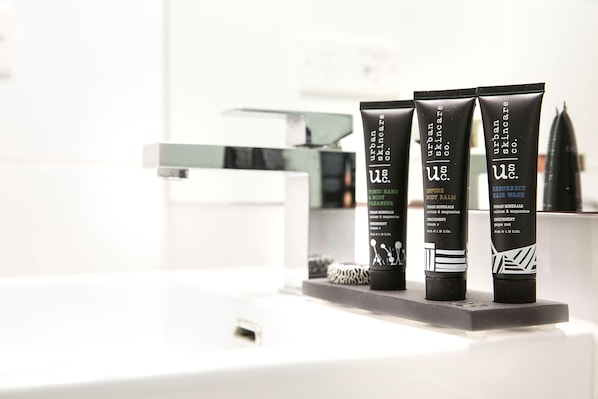 Three tubes of Urban Skincare products on a bathroom counter. - Mantra Zanzibar (Mooloolaba)