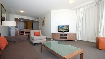 Flat-screen TV, DVD player