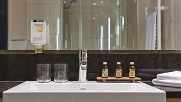 Ducha, artículos de tocador gratuitos, secador de pelo, toallas