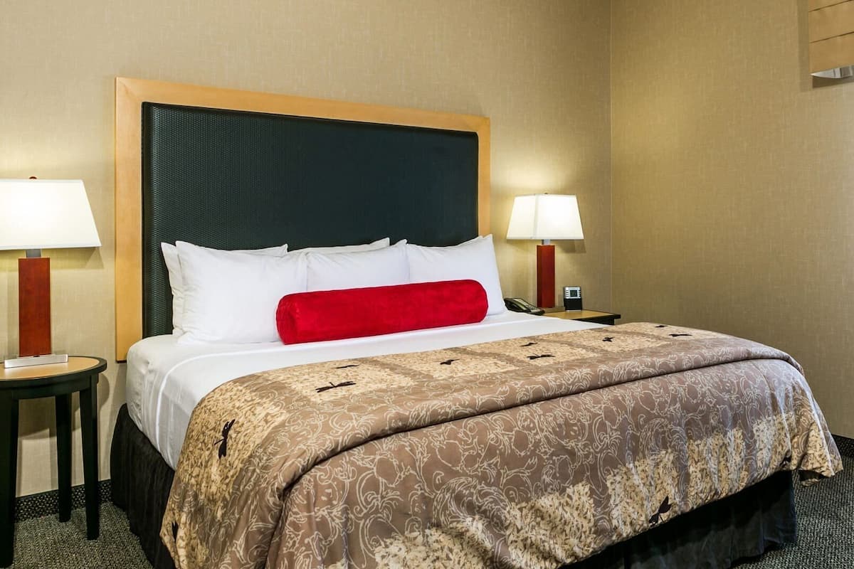 Premium bedding, pillow-top beds, desk, laptop workspace