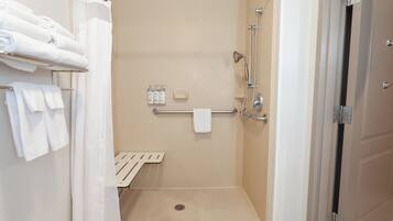 Suite, 1 King Bed, Accessible (Communications) | Bathroom | Free toiletries, hair dryer, towels