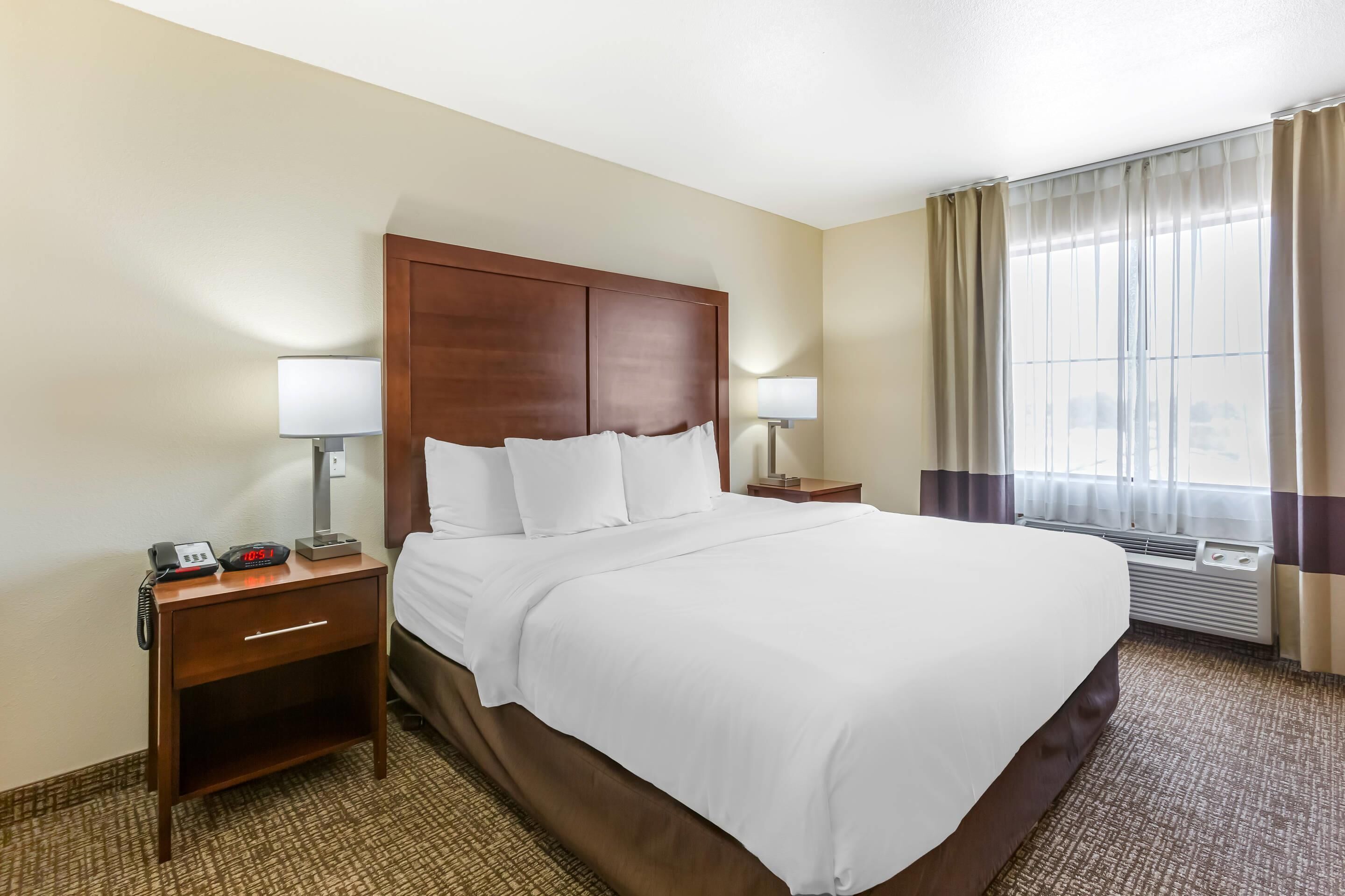 Suite, 1 King Bed with Sofa bed, Accessible, Non Smoking | Premium bedding, laptop workspace, blackout drapes, iron/ironing board