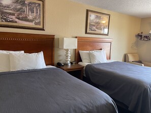 Room, 2 Queen Beds, Non Smoking | Desk, free WiFi, bed sheets, alarm clocks