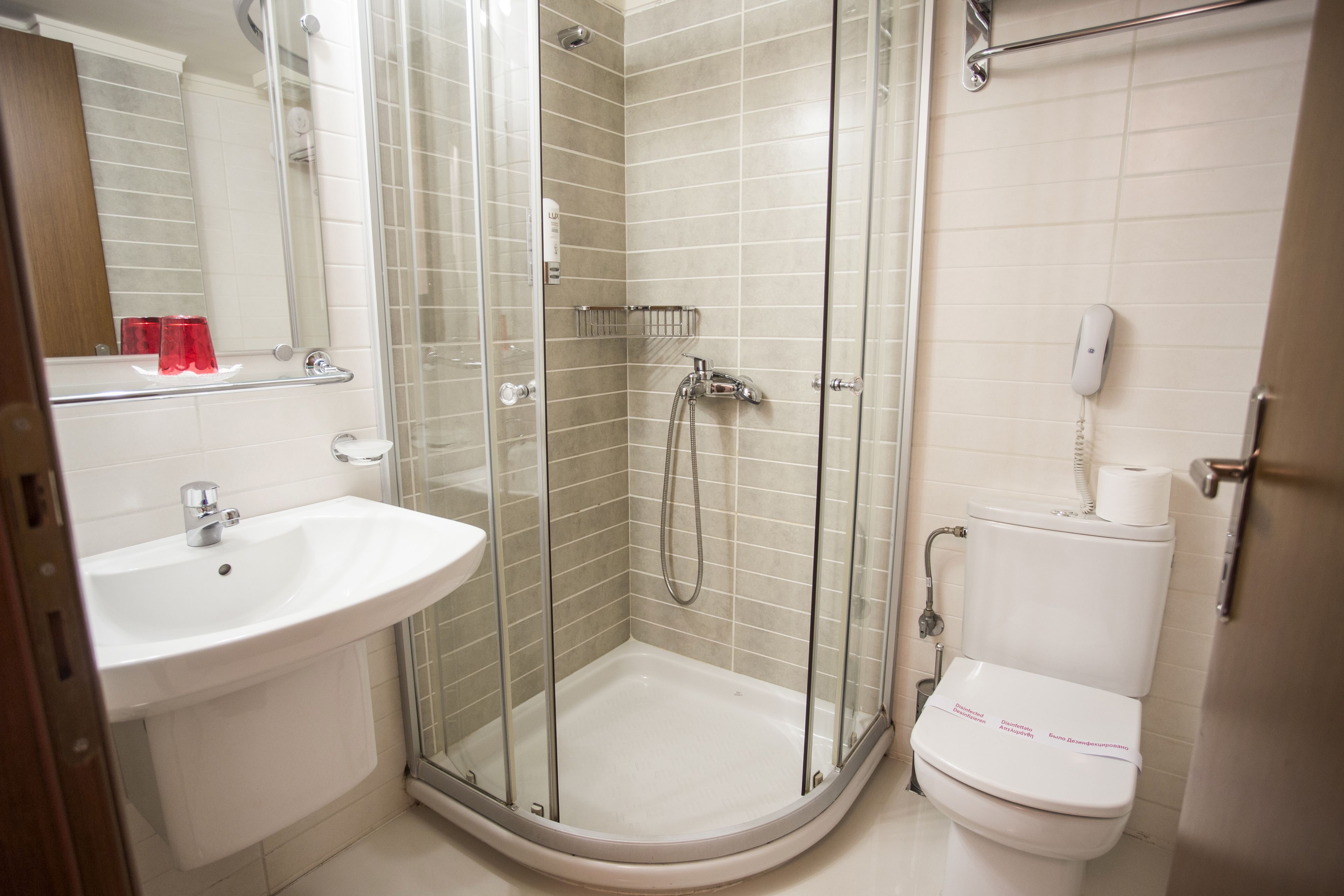 shower, free toiletries, hair dryer, slippers