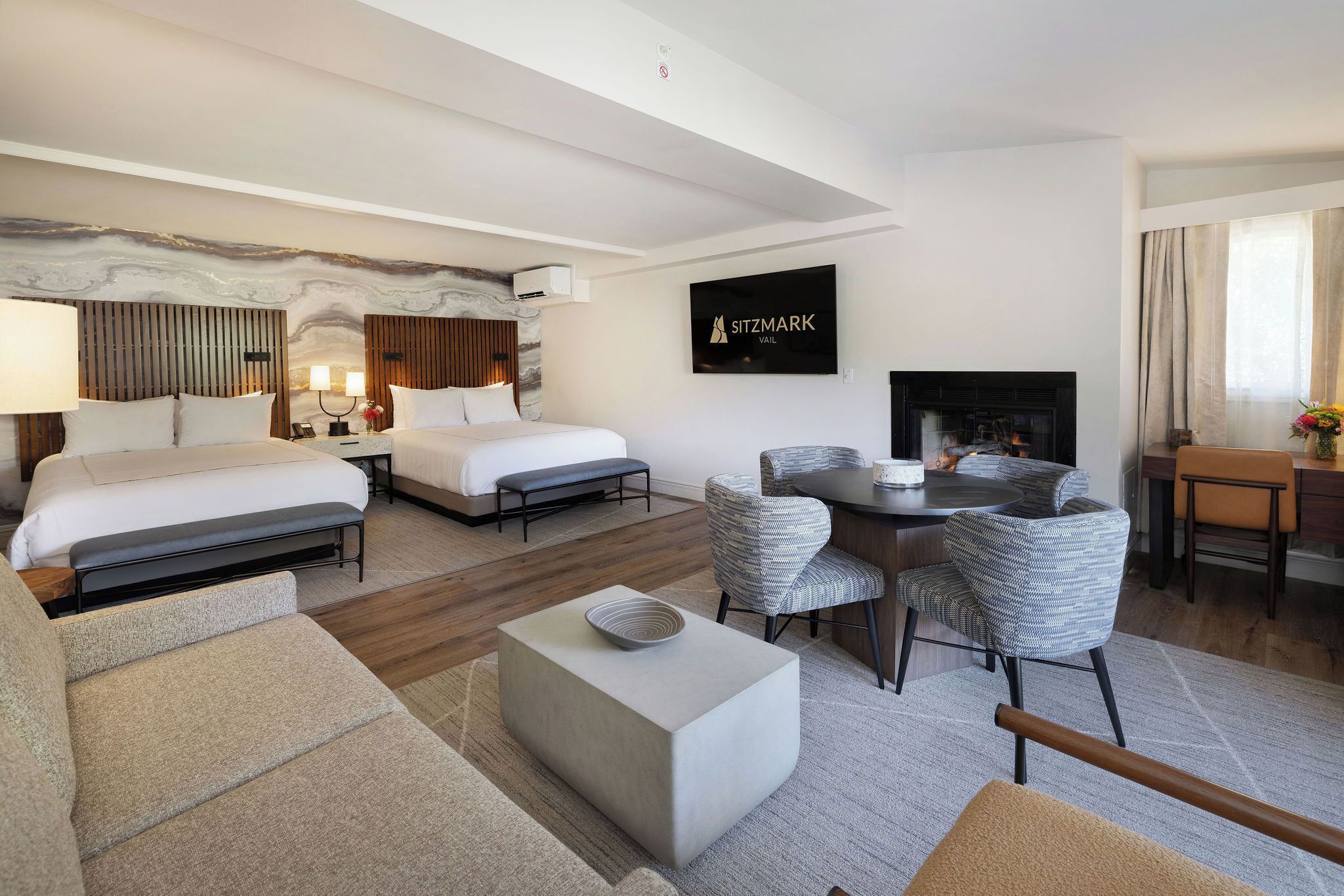 premium room, 2 queen beds, mountain view | premium bedding, tempur-pedic beds, in-room safe, laptop workspace