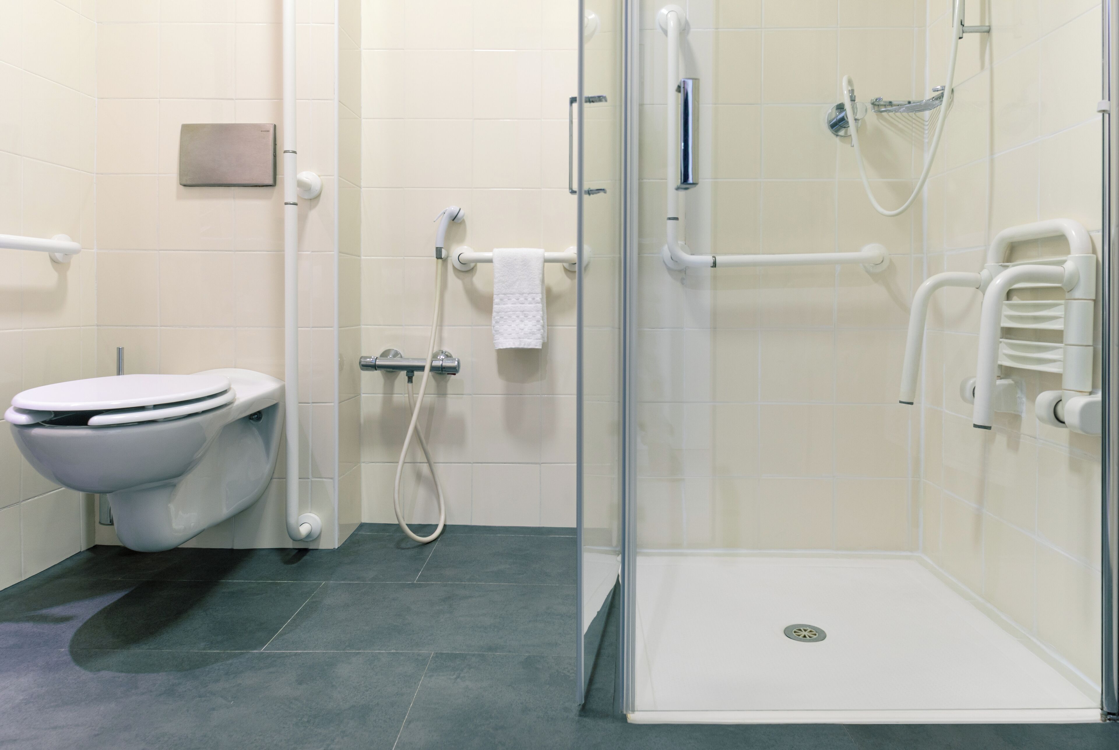 economy room | bathroom | shower, free toiletries, hair dryer, towels