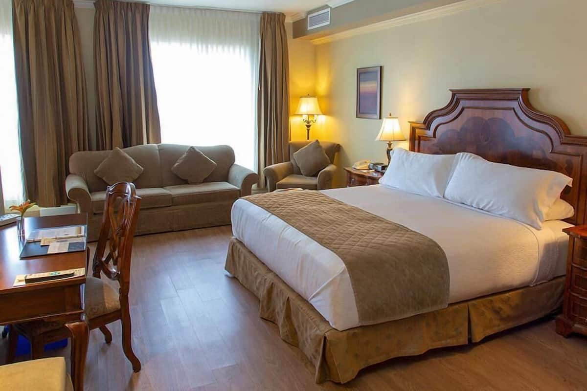 Hypo-allergenic bedding, down comforters, desk, laptop workspace