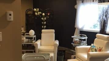 Body treatments, aromatherapy, hot stone massages, prenatal massages
