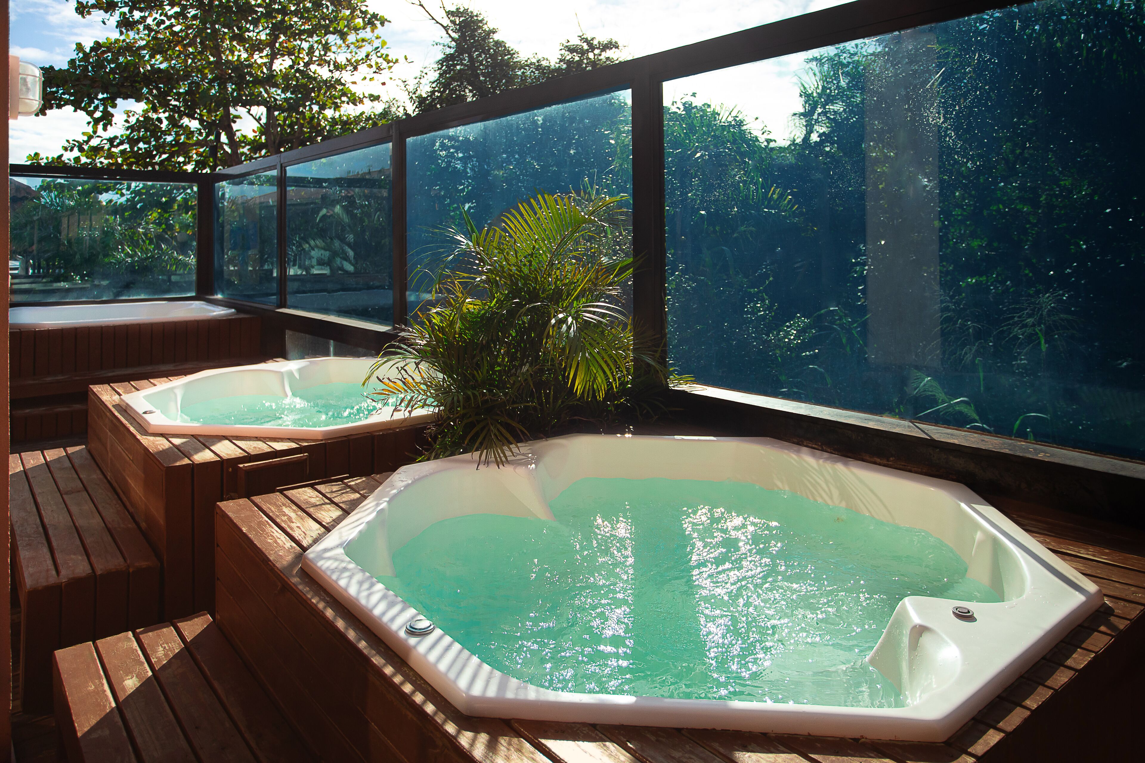 outdoor pool, pool umbrellas, pool loungers