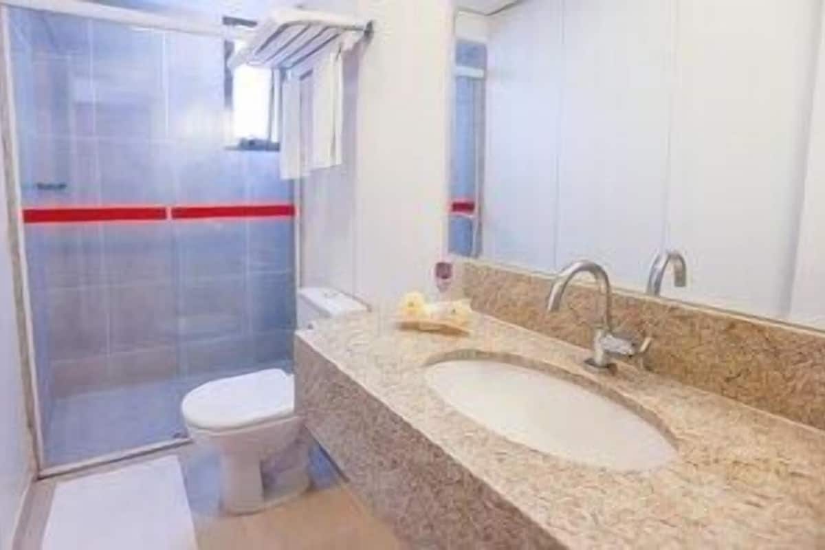Bathroom | Shower, free toiletries, hair dryer, towels