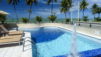 Outdoor pool, sun loungers