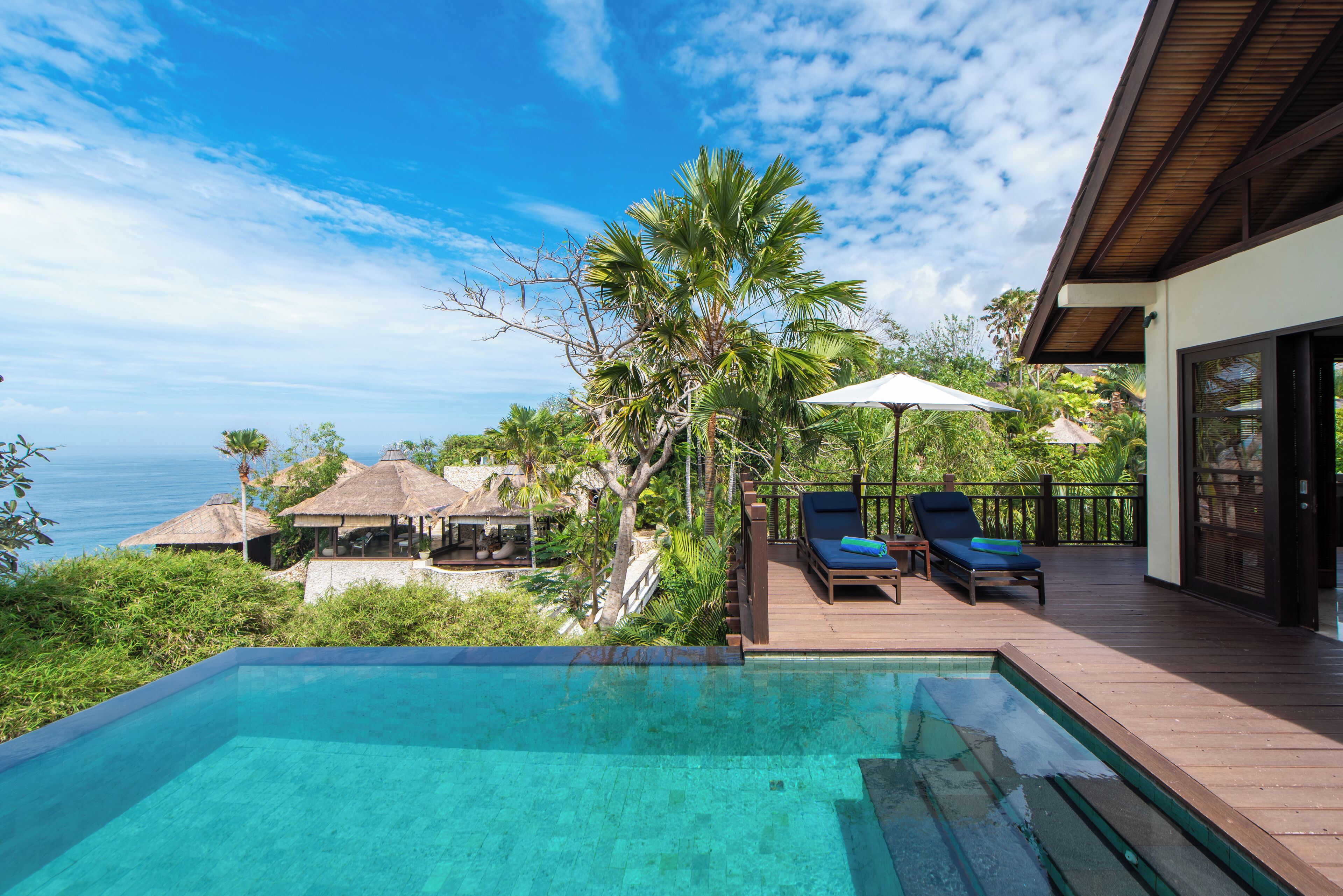 Villa, 3 soverom, privat basseng, havutsikt | Terrasse/patio