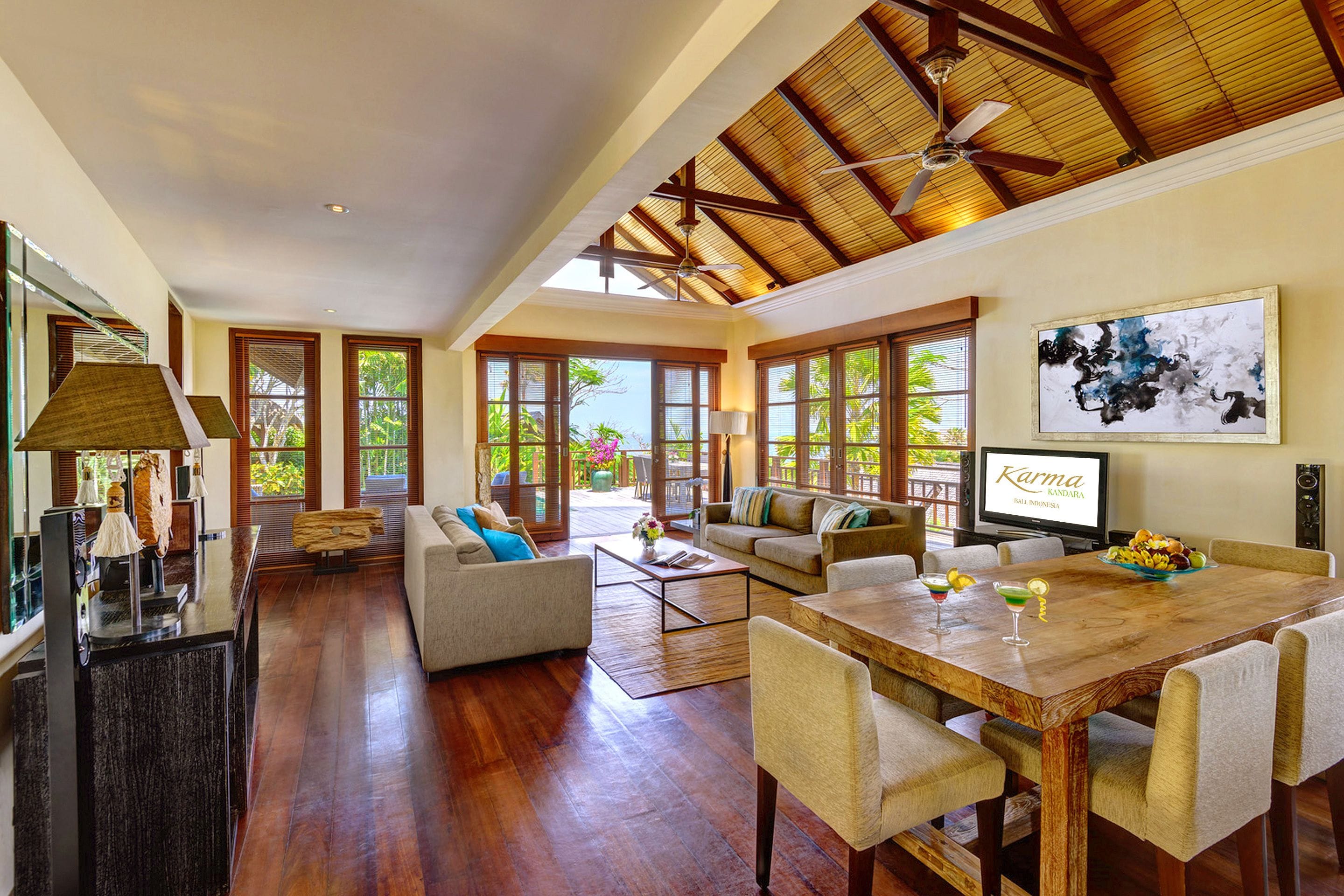 Villa, 4 Bedrooms, Private Pool, Ocean View | Living room | 43-inch LCD TV with cable channels, DVD player