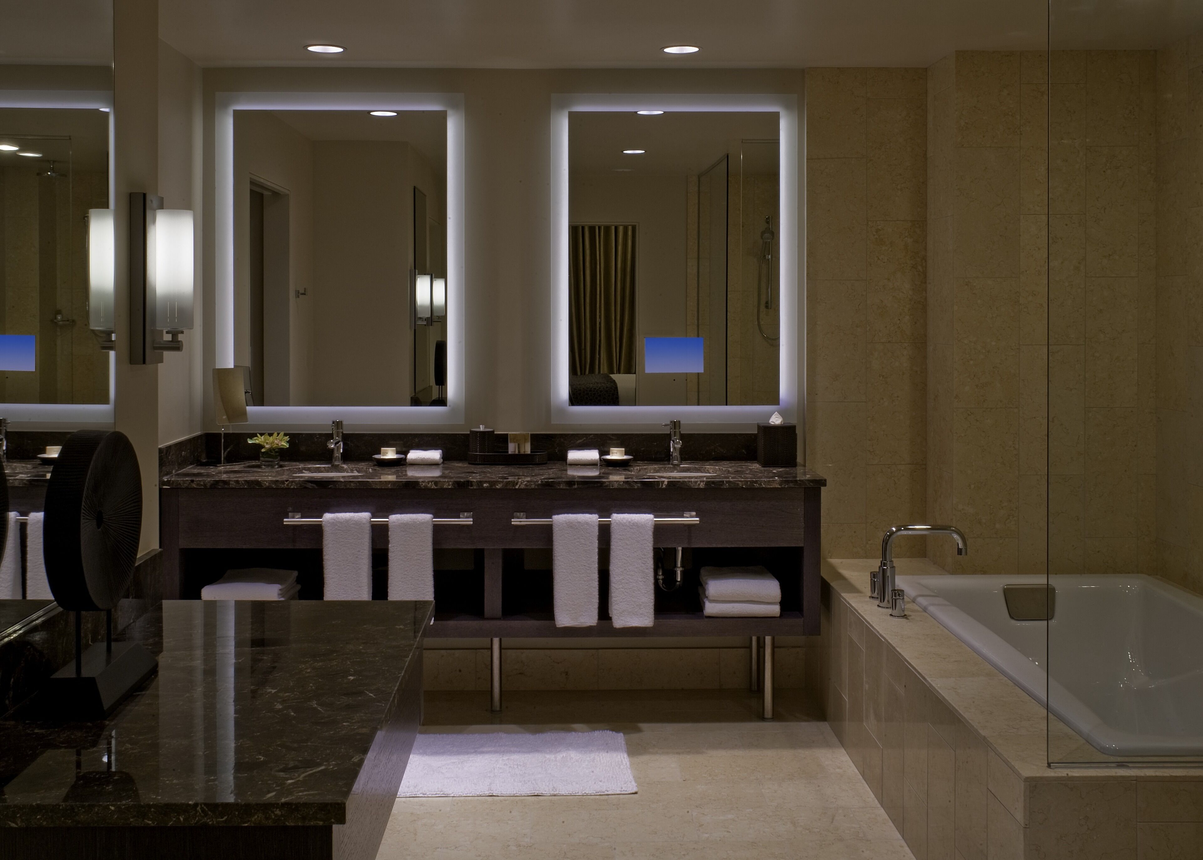 Luxury Suite, 1 King Bed | Bathroom | Designer toiletries, hair dryer, bathrobes, towels