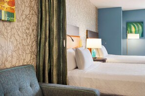 Studio, 2 Queen Beds, Accessible (Roll-in Shower) | Premium bedding, in-room safe, desk, free cribs/infant beds