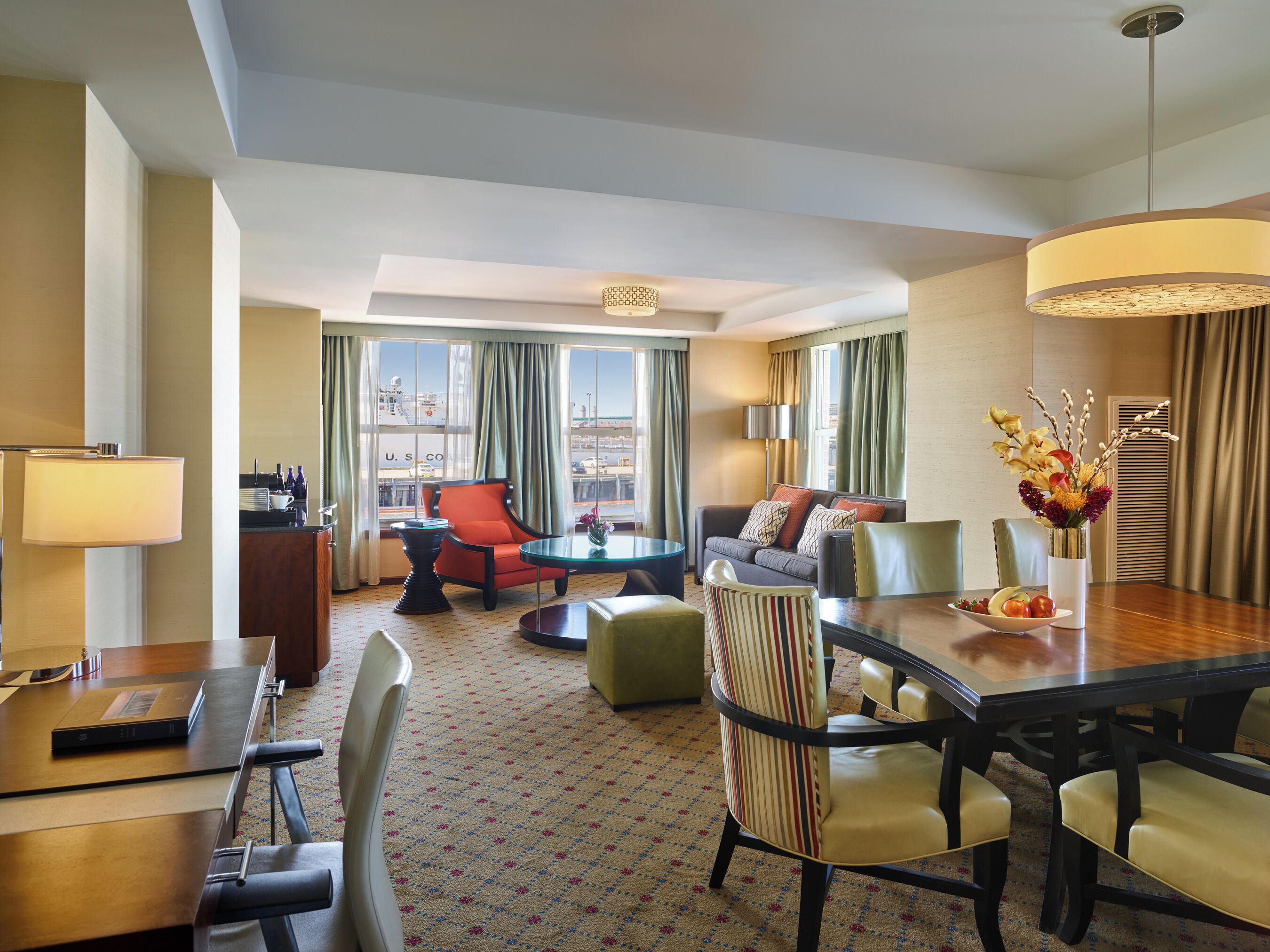 suite, 1 king bed, harbour view | living area | 55-inch flat-screen tv with satellite channels, tv