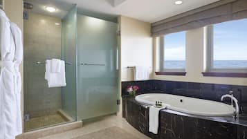 Suite, 1 King Bed, Harbor View | Bathroom | Shower, rainfall showerhead, designer toiletries, hair dryer