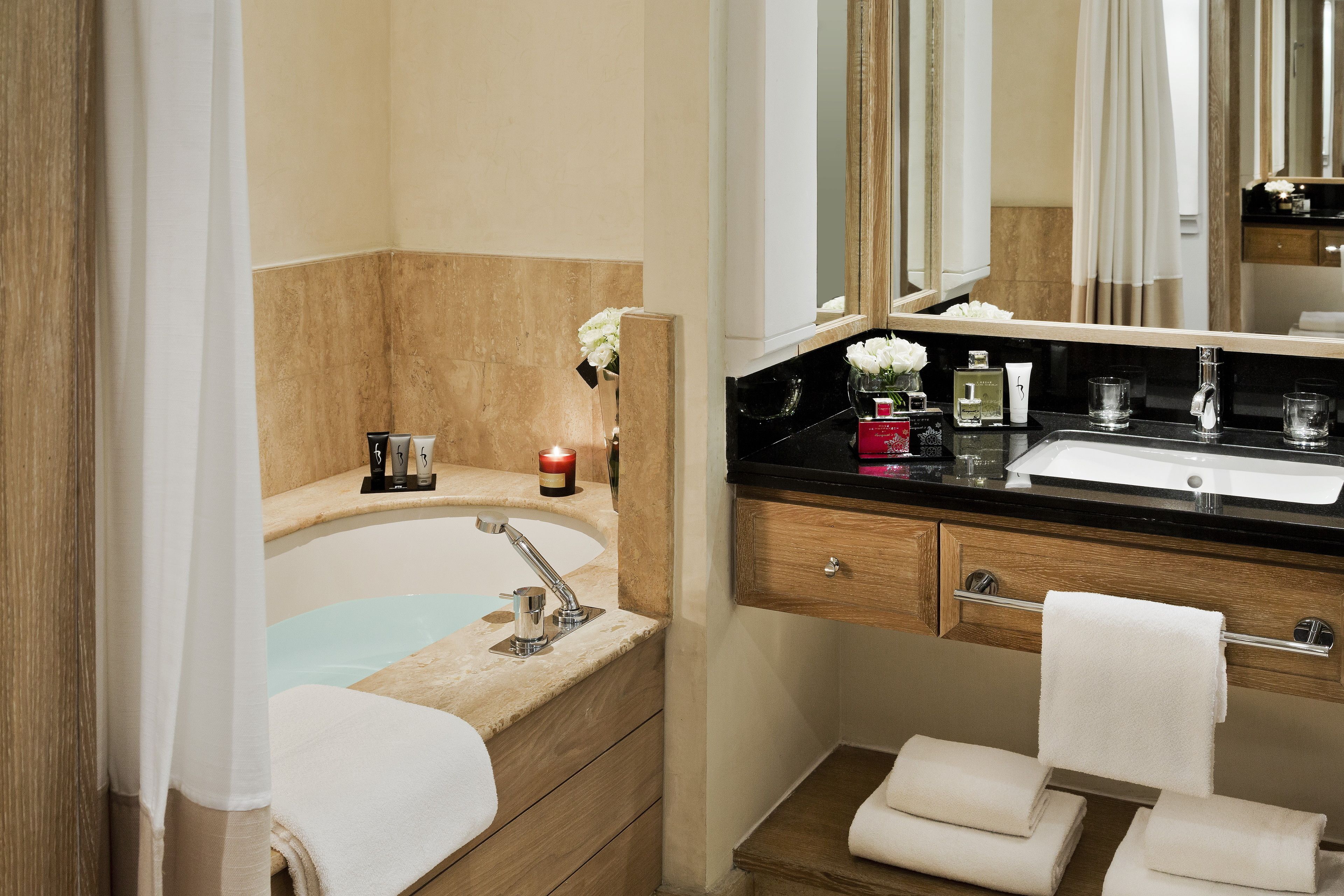 free toiletries, hair dryer, bathrobes, slippers