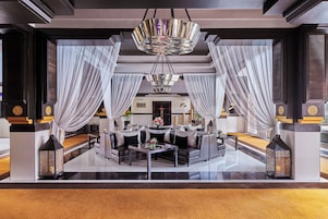 Brewpub, pool views, open daily