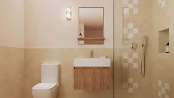 Ducha, artículos de higiene personal gratuitos y secador de pelo