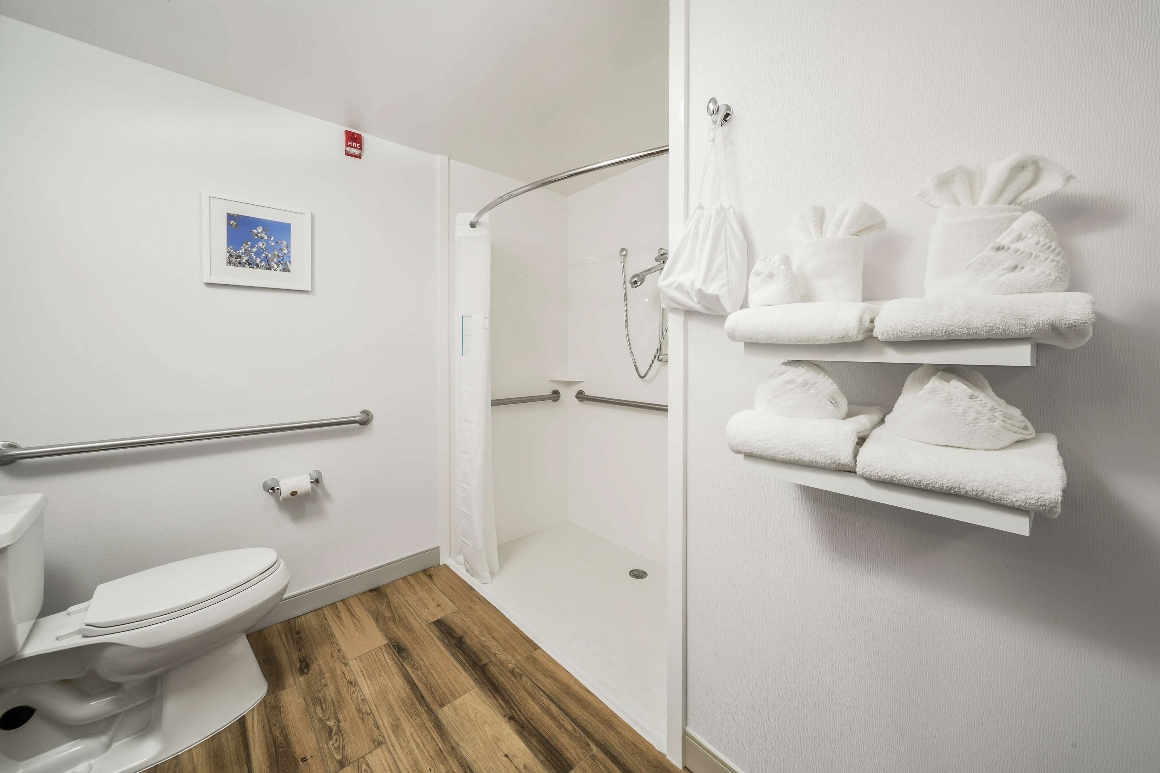 free toiletries, hair dryer, towels