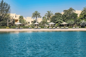 On the beach, free beach cabanas, sun loungers, beach umbrellas
