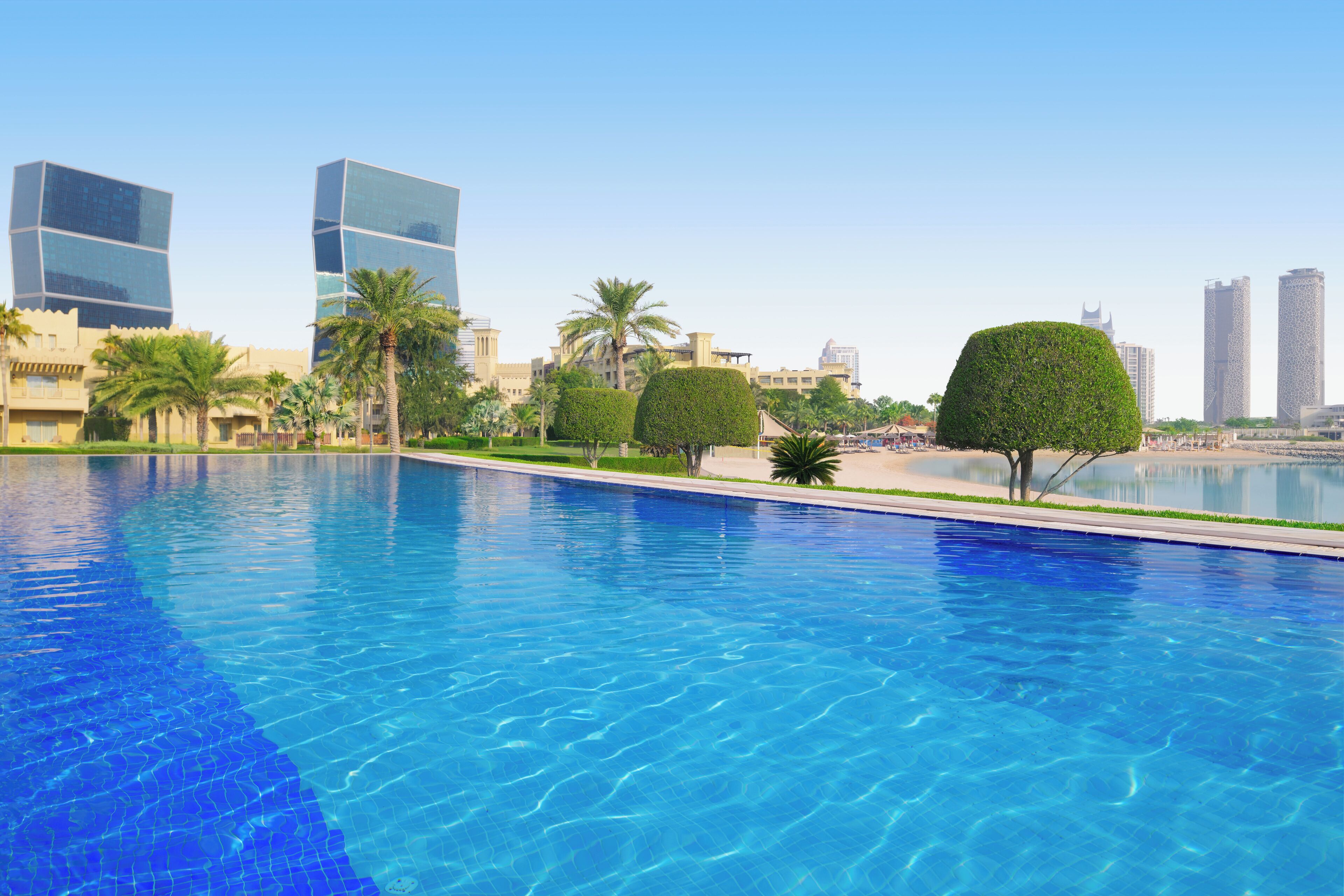 indoor pool, 4 outdoor pools, open 7:00 am to 8:00 pm, pool umbrellas